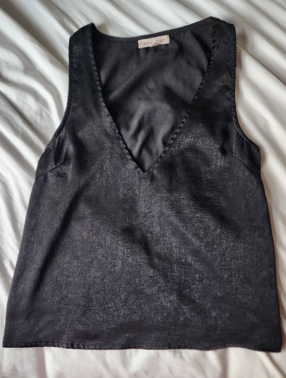 Honey Punch Women's Black V-Neck No Sleeve Tank Top Size Small Y2K Grunge 90s